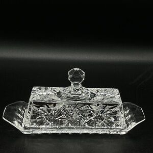 MCM American Cut Crystal Glass Co. "Eleanor" Butter Dish Pinwheel 1950's